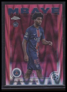 Ibrahim Mbaye 2024-25 Topps Chrome UEFA Club Comps #15 Neon Pink RayWave Ref PSG - Picture 1 of 2