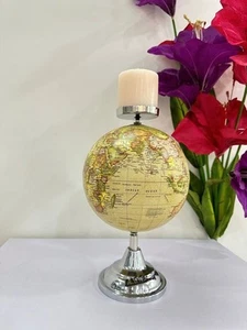 Rotating Desktop Globe Candle Holder Candle Holder with Yellow World Globe - Picture 1 of 13