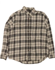 EDDIE BAUER Mens Flannel Shirt XL Grey Check Cotton DK29 - Picture 1 of 3