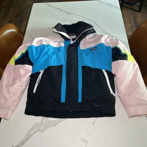 Vintage Gerry Duck Down Puffer Coat Jacket Black Blue Pink Yellow Mens Size S - Picture 1 of 12