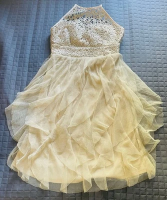 B. Vestido formal SMART para mujer de fiesta de graduación - amarillo/dorado (talla 7/8) Foto 1 de 4