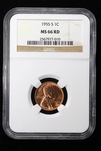 1955-S Lincoln Wheat Cent 1C NGC MS66 RD - Picture 1 of 4