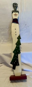 Muñeco de nieve de madera primitivo de 24” de alto hecho a mano por Joanne #66670 Navidad - Imagen 1 de 10