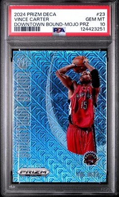2024 PANINI PRIZM DECA VINCE CARTER DOWNTOWN BOUND MOJO PRIZM /25 #23 PSA 10 - Image 1 of 2