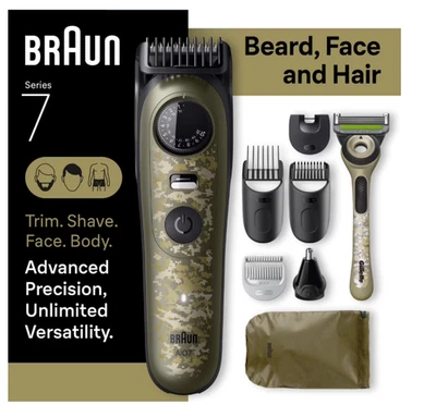 Kit de recortadora Braun todo en uno serie 7, hoja de metal afilada de por vida, hasta 120 min Foto 1 de 4