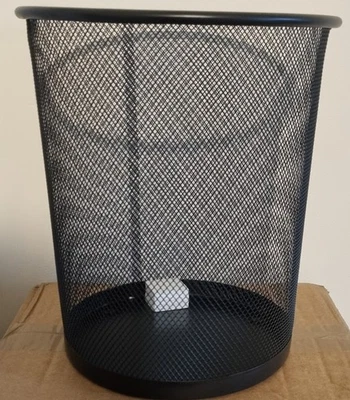 Mesh Waste Paper Bin Metal Wire Rubbish Basket for Office Bedroom - Black - Image 1 of 4