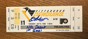 10/6/1992 Flyers @ Penguins FULL ticket Eric Lindros NHL DEBUT 1st goal signed - Picture 1 of 2