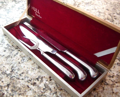 Vintage CARVING Set 3-Piece HULL Stainless Knives and Fork Japan - Image 1 of 3