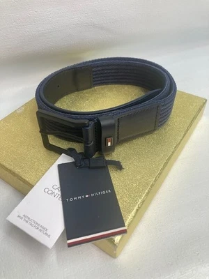 Tommy Hilfiger Para Hombres--Cinturón Canalizado Suave Azul Marino--Talla 30--Nuevo con Etiquetas Foto 1 de 4