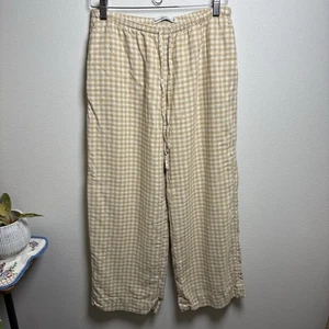 Abercrombie & Fitch SS Small Short ~ Light Brown Gingham Linen Blend Pants Lined - Picture 1 of 14