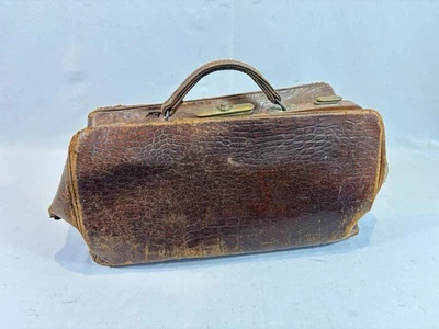 Bolsa de Viaje Vintage Médico de Piel Y Cierres Latón - Imagen 1 de 4