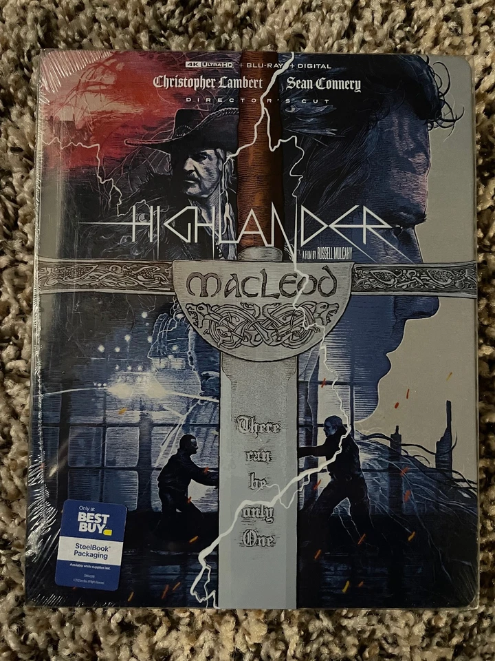 HIGHLANDER (1986) Best Buy (2022) 4K Ultra HD + Blu-ray + Digital  STEELBOOK OOP - Image 1 of 3