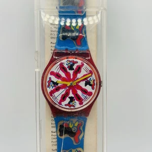 VINTAGE SWATCH UHR CHICCIRICHI (GR112) rot/blau - Huhn/Hahn - Bild 1 von 13
