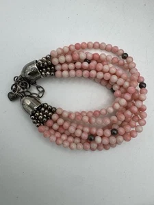 Jay King DTR 925 Silber Engelshautkoralle Perlen Armband Vintage 7,5” 3” Verlängerung - Bild 1 von 5