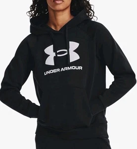 Under Armour Women's UA Rival Fleece Big Logo Hoodie - Black/White - Size Large - Picture 1 of 5