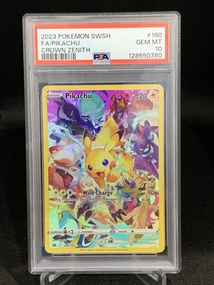 PSA 10! Pikachu 160/159 Secret Rare Sword & Shield: Crown Zenith 2023 Full Art - Image 1 of 2