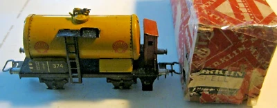 Märklin 374 H0 00 Kesselwagen Shell Güterwagen mit Hakenkupplungen Blech in OVP - Bild 1 von 4
