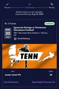 Chick-fil-a Bowl Tickets 2025- TN vs. Syracuse  - Picture 1 of 1