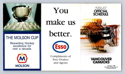 Vancouver Canucks 1986-87 NHL National Hockey League Pocket Schedule UNFOLDED - Image 1 of 4