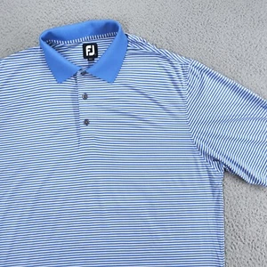 Footjoy FJ ProDry Golf Polo Shirt Men Large Blue Gray Striped Performance Isleta - Picture 1 of 24