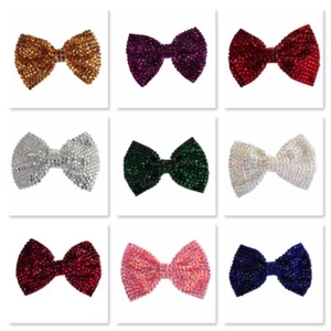 Ladies Fashion Shining Brand New Diamante Crystal Bow Hair Clip Large Size - Picture 1 of 12