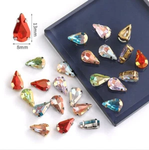 High-quality k9 Light color LA series Crystal Rhinestone Teardrop Sew On Stones - Picture 1 of 12
