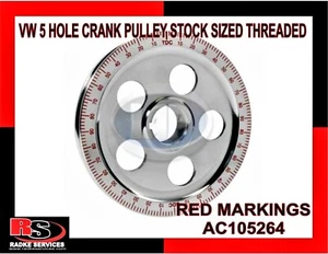 VW 5 HOLE ALUMINUM CRANK PULLEY STOCK SIZED THREADED W/ RED MARKINGS AC105264 - Picture 1 of 4