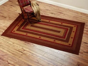 Alfombra trenzada Cinnamon Star de IHF Rugs. Alfombra rectangular 4' x 6'. Rojo salvia bronceada - Imagen 1 de 3