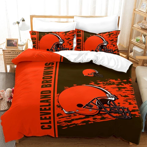 Cleveland Browns  Football Bedding Sets 3 Pieces Soft Quilt Cover Pillowcases Cover