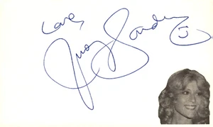 Judy Landers Signed Auto 3x5 Index Card Armed and Dangerous - Picture 1 of 2