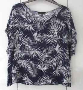 Ladies Primark Cap-Sleeve Navy Patterned Top Blouse 20 NWT - Picture 1 of 6
