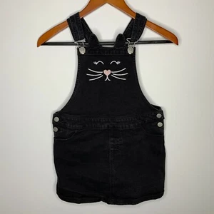 Justice Jeans Kitty Cat Shorts Overalls Romper Jean Black Size 10 - Picture 1 of 5