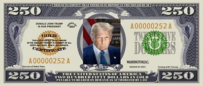 Souvenir 4 Bills United States 250 Dollar 2025 with Donald Trump FREE SHIPPING ! - Image 1 of 4