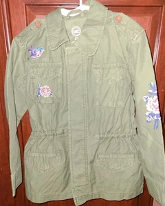 Wonder Nation Green Embroidered Bird & Roses Anorok Stretch Jacket Size S 6-6x - Picture 1 of 12