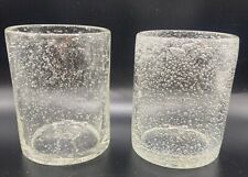 Clear Mexican Amazing Bubble Hand Blown Glass Tumblers Glasses Set 2 Barware 4"