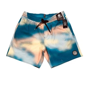 Volcom Mens Size S Baffle Trunk 17 Blue Salmon Swim Board Short NWT - Picture 1 of 10