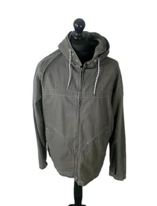 Quicksilver Jacket Green Mens Large Full Zip Cotton Hood Excellent - Picture 1 of 12
