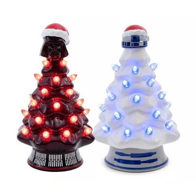 Juego de 2 árboles de Navidad de cerámica iluminados Star Wars Foto 1 de 4