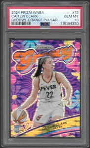 2024 Panini Prizm WNBA Groovy #13 Caitlin Clark RC Orange Pulsar 67/75 PSA 10 - Bild 1 von 2