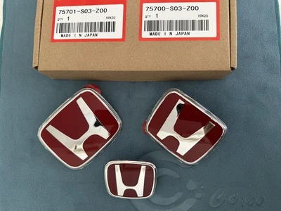 Estilo genuino 3 piezas emblema rojo delantero trasero para Honda 1996-2000 CIVIC Foto 1 de 4