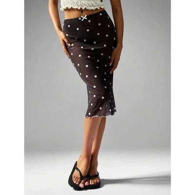 Falda semi transparente a lunares negra/blanca Missguided nueva con etiquetas M Foto 1 de 4