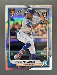2024 Bowman Chrome Refractor /499 Ronny Mauricio #24 Rookie RC Mets - Picture 1 of 2