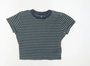 Hollister Women's Multicoloured Striped Cropped Tee - Picture 1 of 12