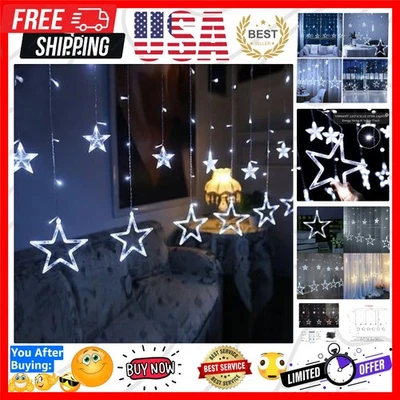 Charming 9 футов волшебные гирлянды - 12 звезд капли, идеально подходит для помещений и улицы - Изображение 1 из 4