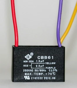 CEILING FAN CAPACITOR CBB61 1.5uf+2.5uf 3 WIRE  - Picture 1 of 1