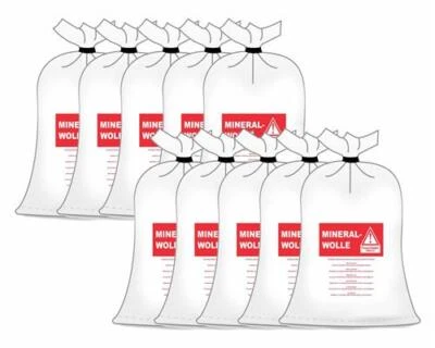 MARKENLOS 10 Stück KMF Sack Glaswolle Mineralwolle Big Bag 140x220 cm Mineralfaserabfälle