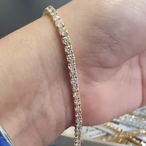 4.50Ct Lab Grown Diamond Tennis Bracelet D/VS - Yellow Gold, Luxury Jewelry Gift - Picture 1 of 14