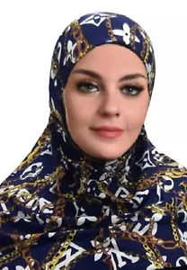 Al-Amira Hijab mit kontrastierendem geometrischem Druck einteilig Lycra - Bild 1 von 8