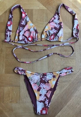 Zara Japanese Art Floral Print Bikini XS Worn Ones  - Image 1 of 4