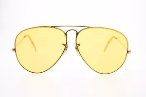 Occhiali da sole vintage B&L Ray Ban USA Aviator giallo ambrato 58/14 mm *DANNEGGIATI* - Foto 1 di 10